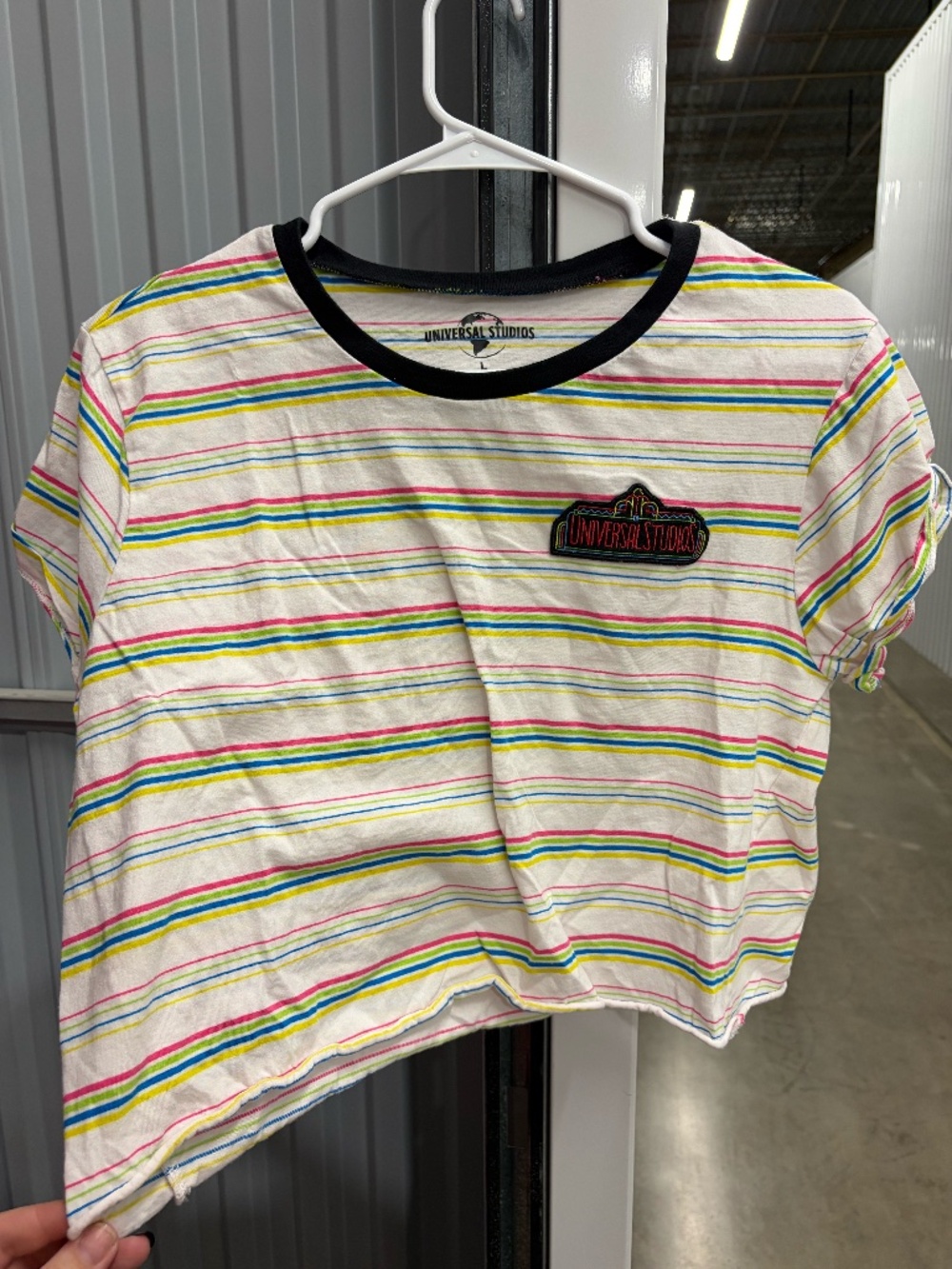 Universal Studios Striped Crop top, Size Large